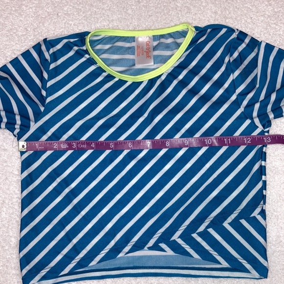 5/$20 NWT cat & jack long sleeve cropped striped rashguard large 10/12 - Picture 4 of 6